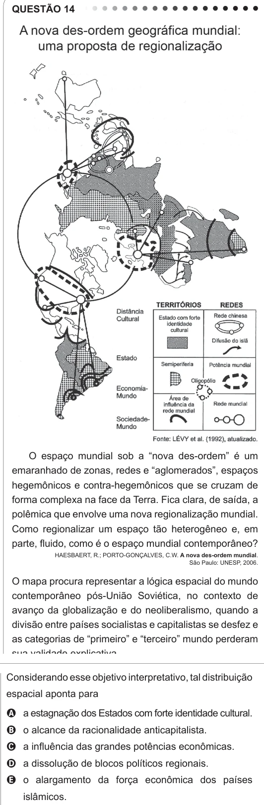 ENEM 2011 - questão 14: enunciado e alternativas no caderno oficial