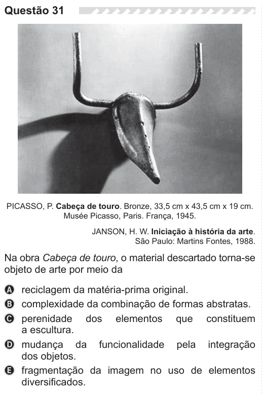 ENEM 2019 - questão 31: enunciado e alternativas no caderno oficial