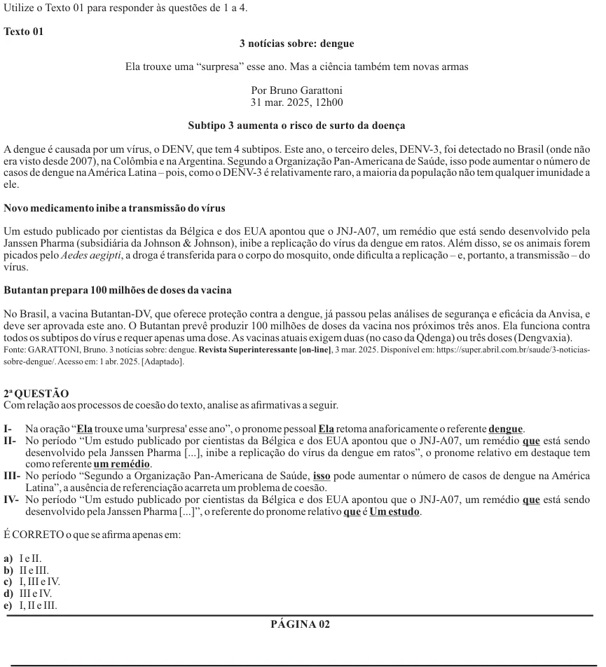 Nova Palmeira 2025 · AGENTE ADMINISTRATIVO · questão 2: enunciado e alternativas no caderno oficial