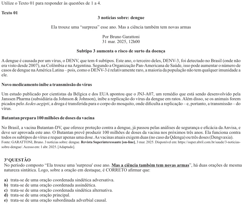 Nova Palmeira 2025 · AGENTE ADMINISTRATIVO · questão 3: enunciado e alternativas no caderno oficial