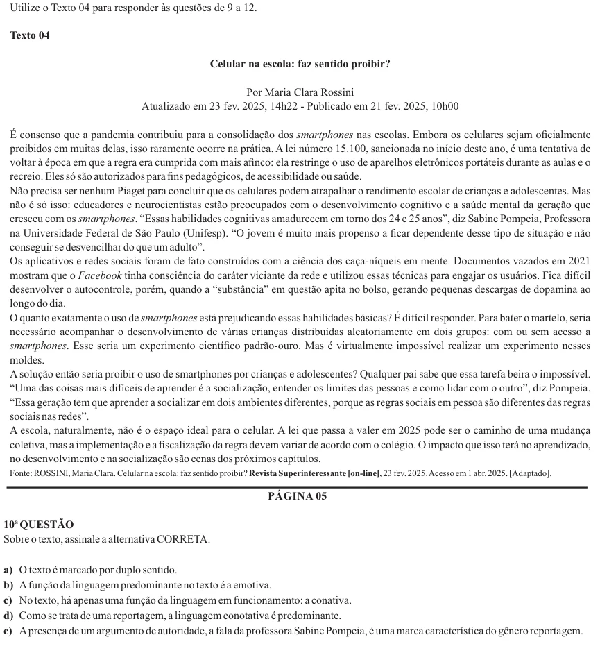Nova Palmeira 2025 · AGENTE ADMINISTRATIVO · questão 10: enunciado e alternativas no caderno oficial