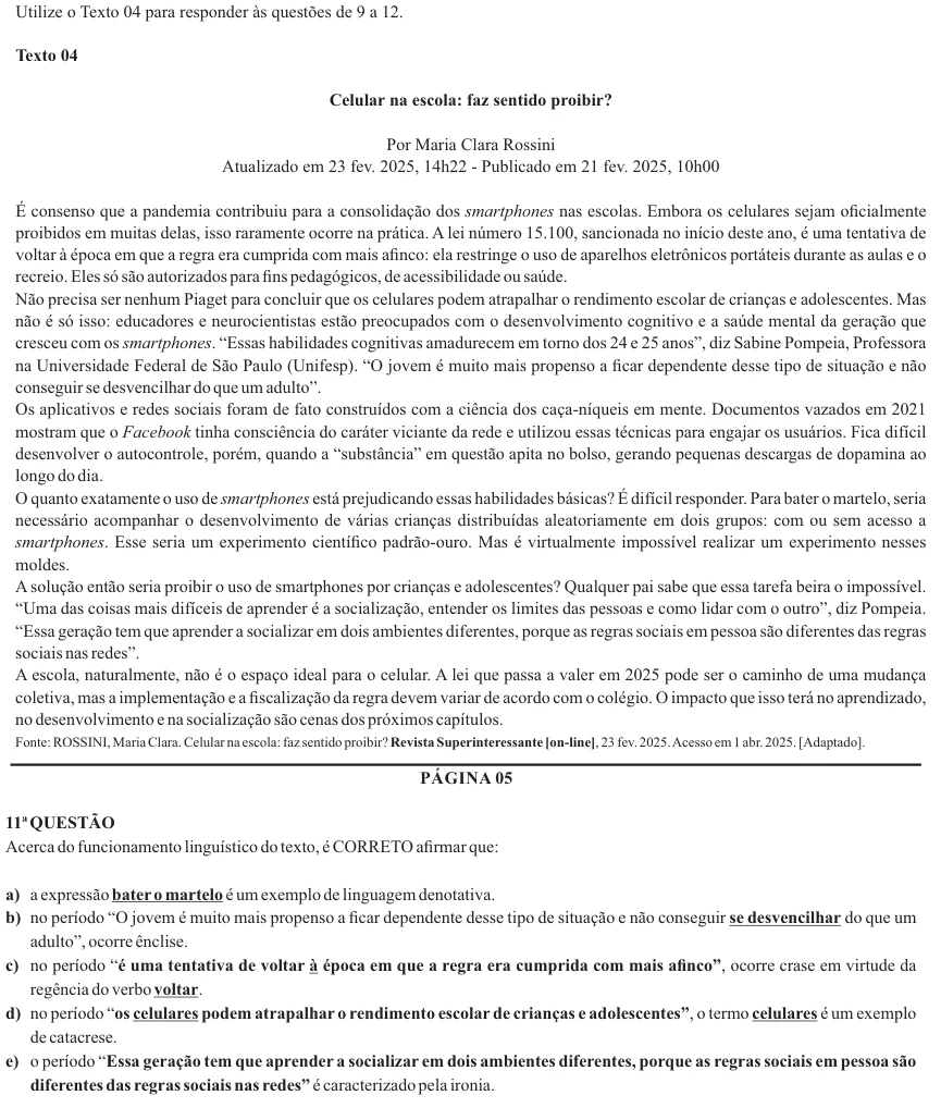 Nova Palmeira 2025 · AGENTE ADMINISTRATIVO · questão 11: enunciado e alternativas no caderno oficial