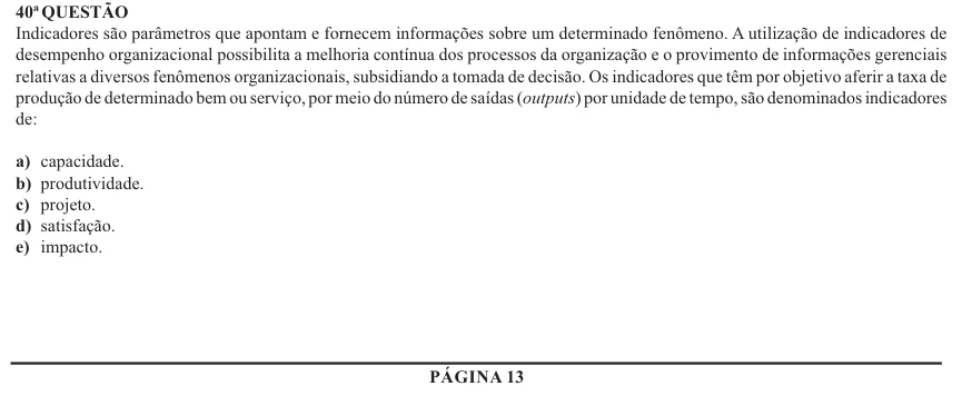 Nova Palmeira 2025 · AGENTE ADMINISTRATIVO · questão 40: enunciado e alternativas no caderno oficial